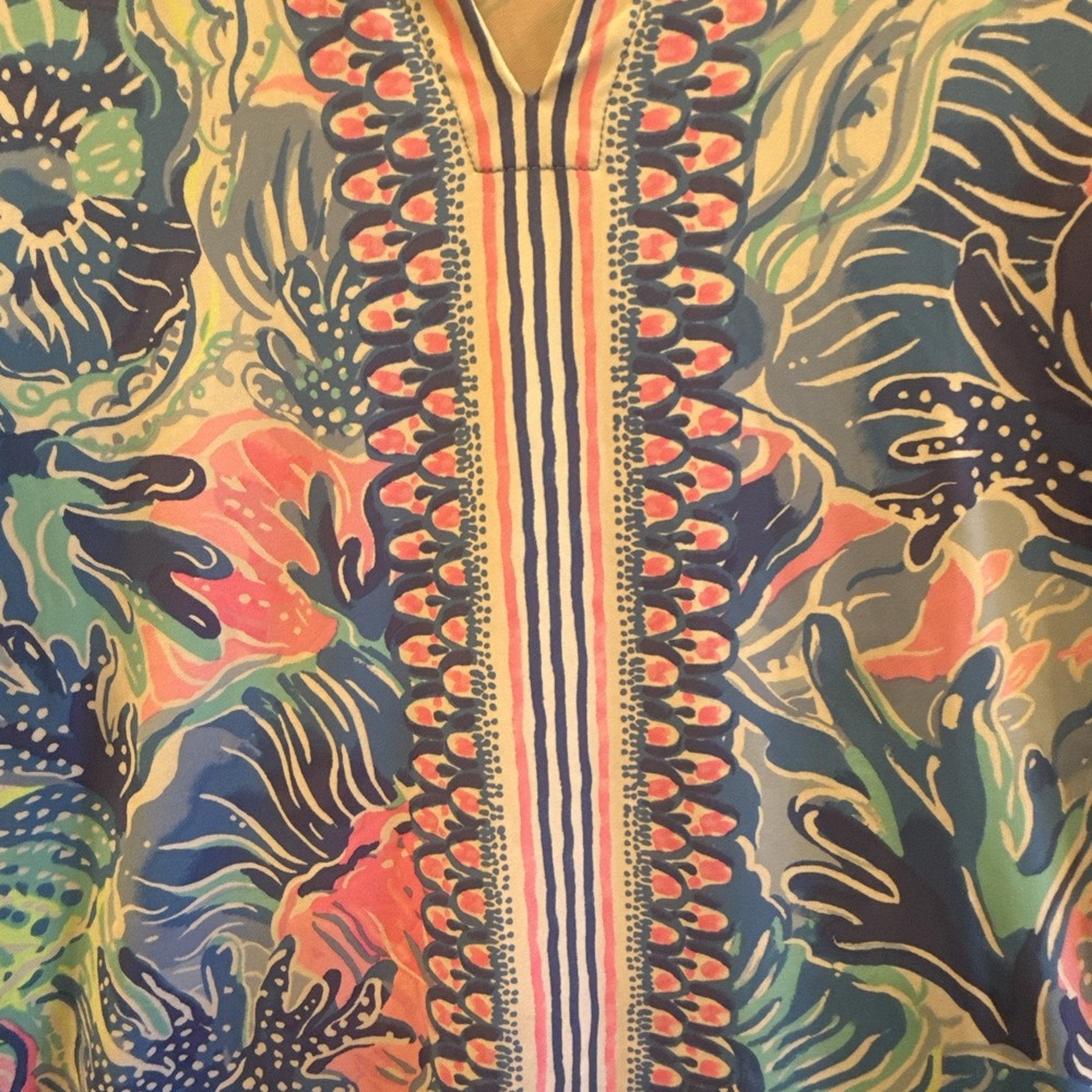 Lilly Pulitzer Nadine ChillyLilly Dress Zanzibar Blue Fish Kiss M UPF 50+ Beachy - Picture 3 of 9